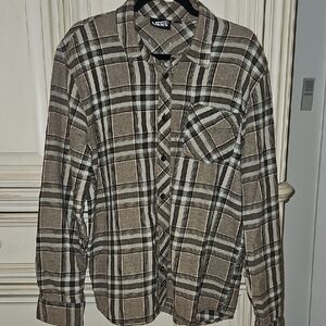 Vans Men's Tan and Brown Plaid Shirt